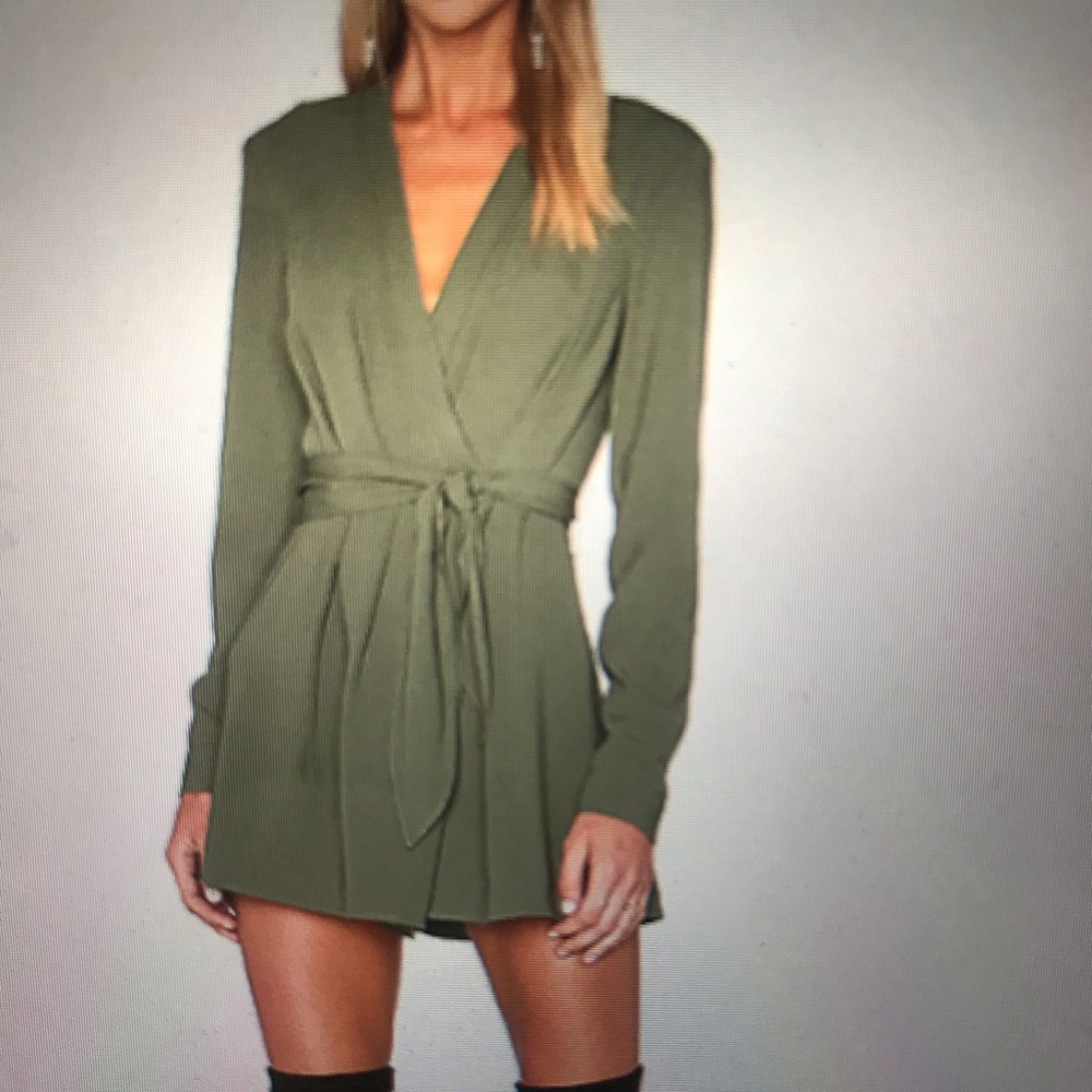 Khaki long sleeve romper